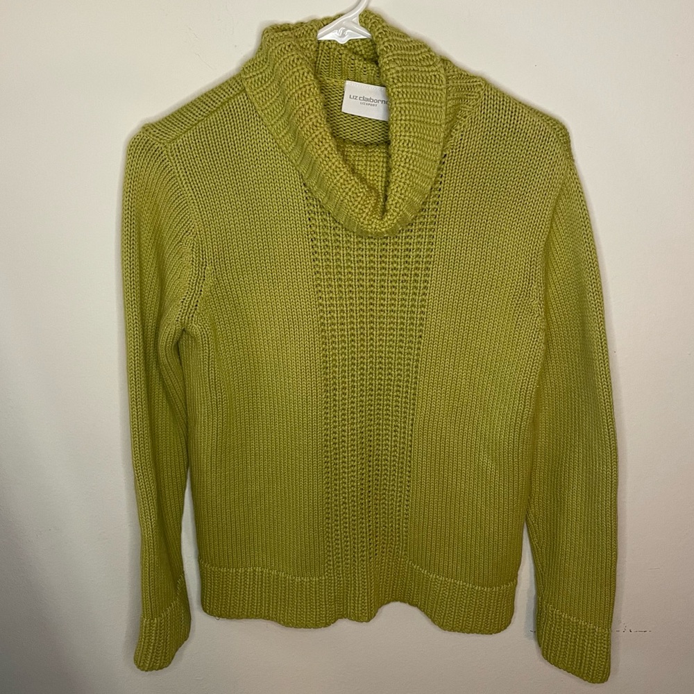 Green Liz Claiborne knit cowl neck sweater